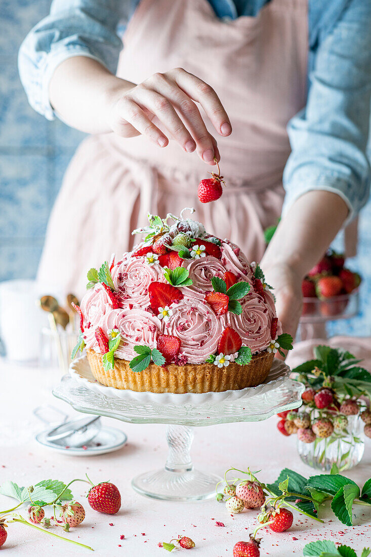 Strawberry dome cake