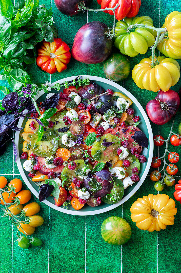 Raspberry and tomato salad