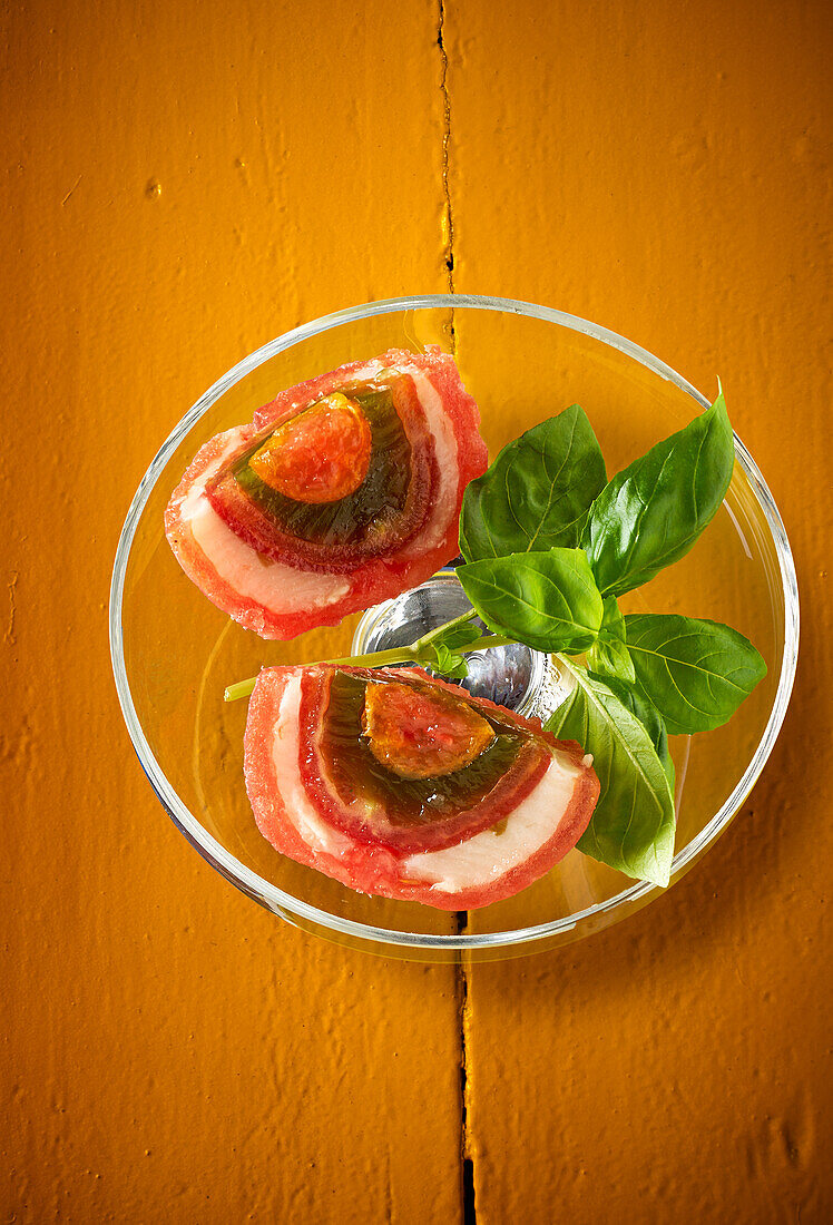 Tomato and mozzarella terrine with basil