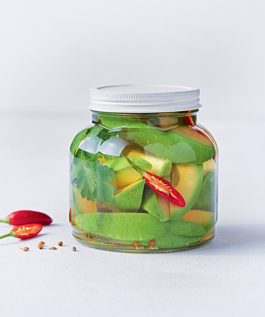 Avocado pickles with chilies