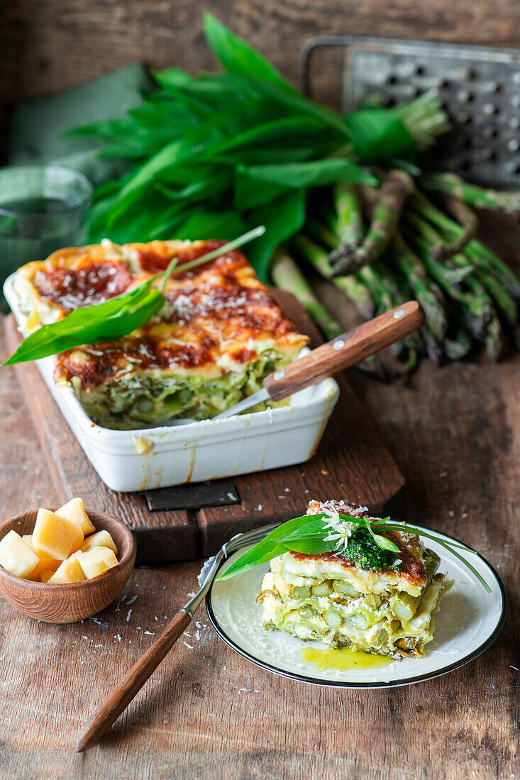 Wild garlic lasagna