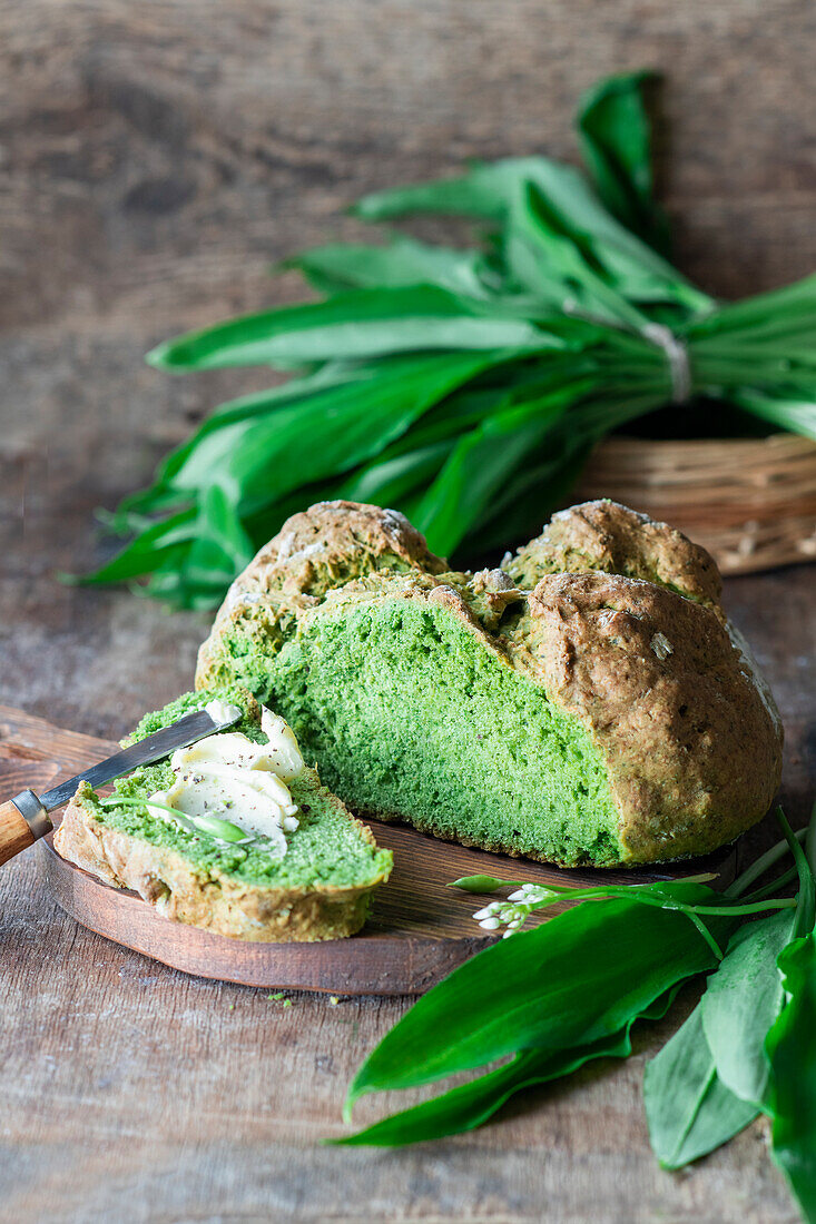 Wild garlic soda bread