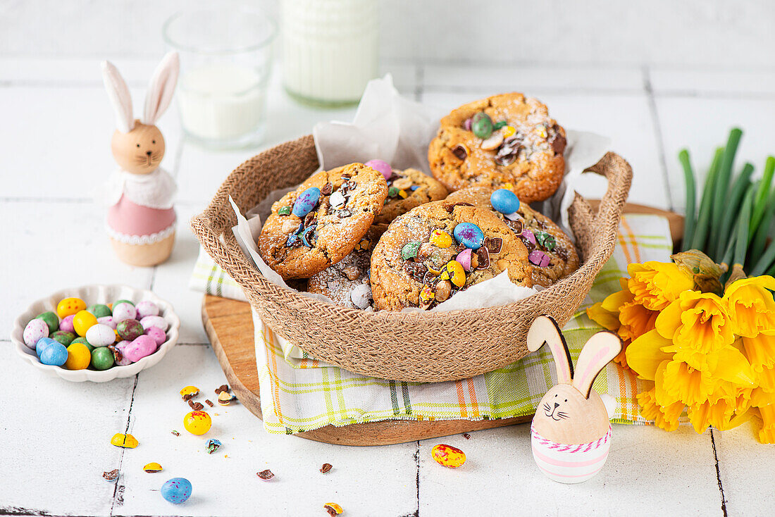 Easter cookies with candy eggs