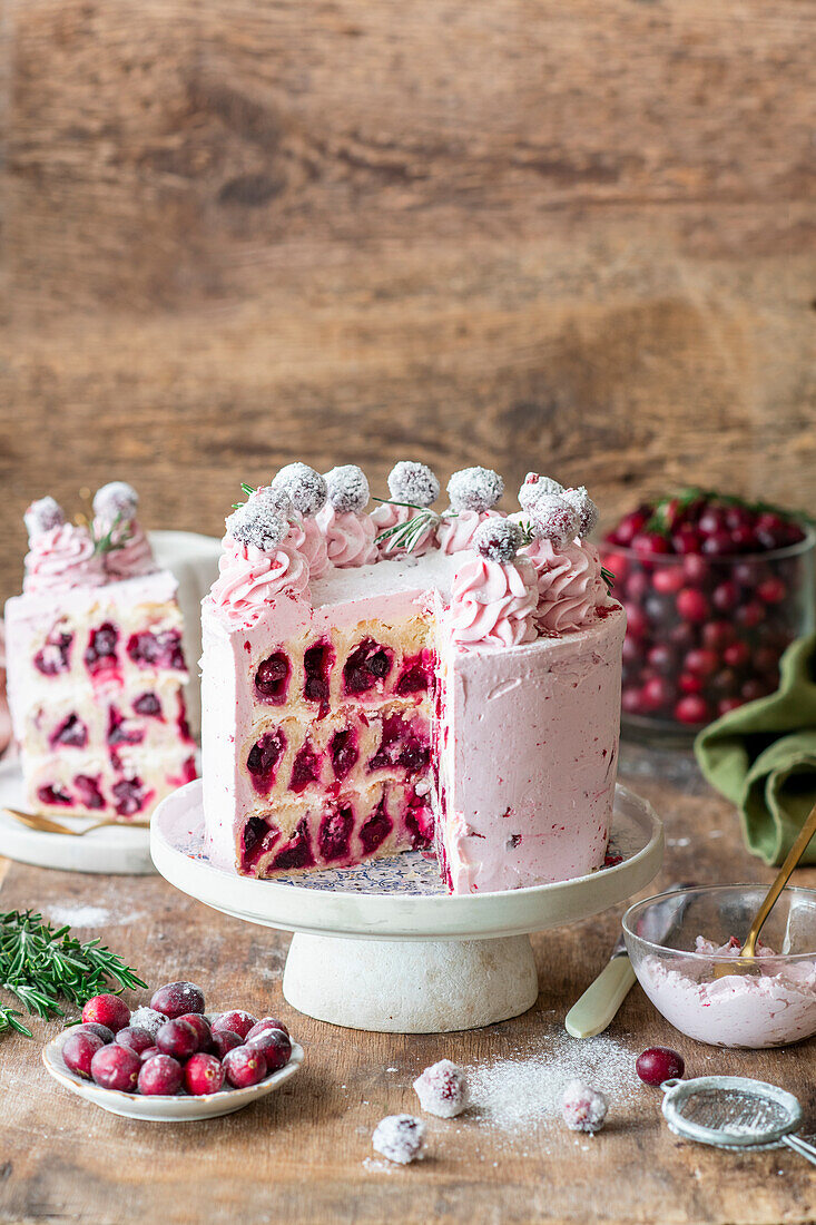 Cranberry buttercream cake