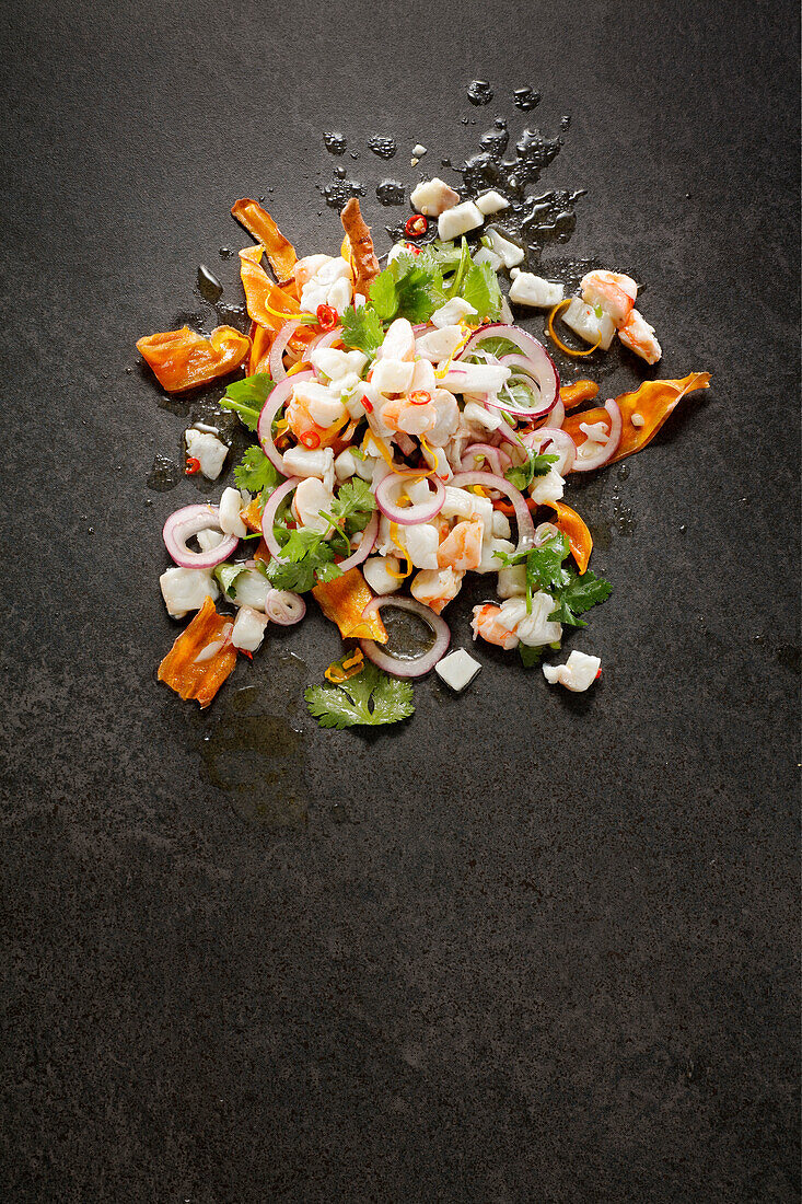 Ceviche with sea bream and shrimp