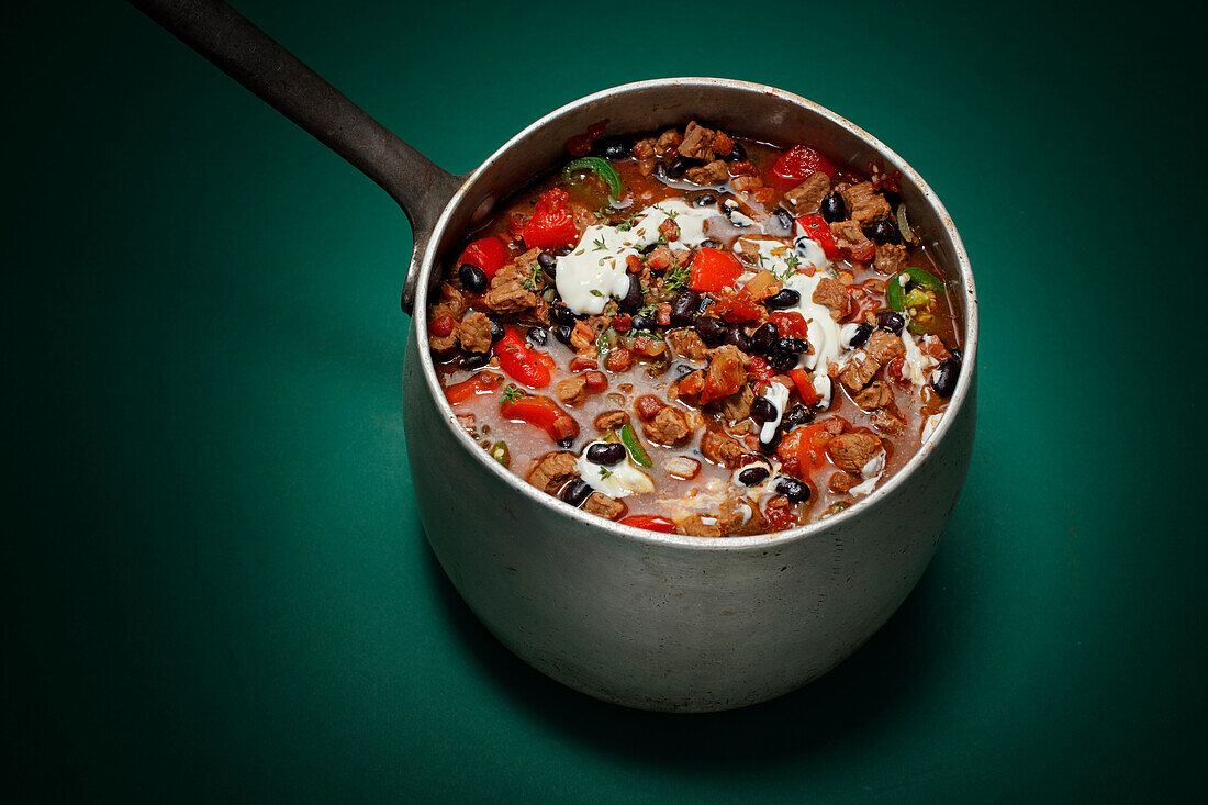 Chilli con carne with black beans and dry-aged beef