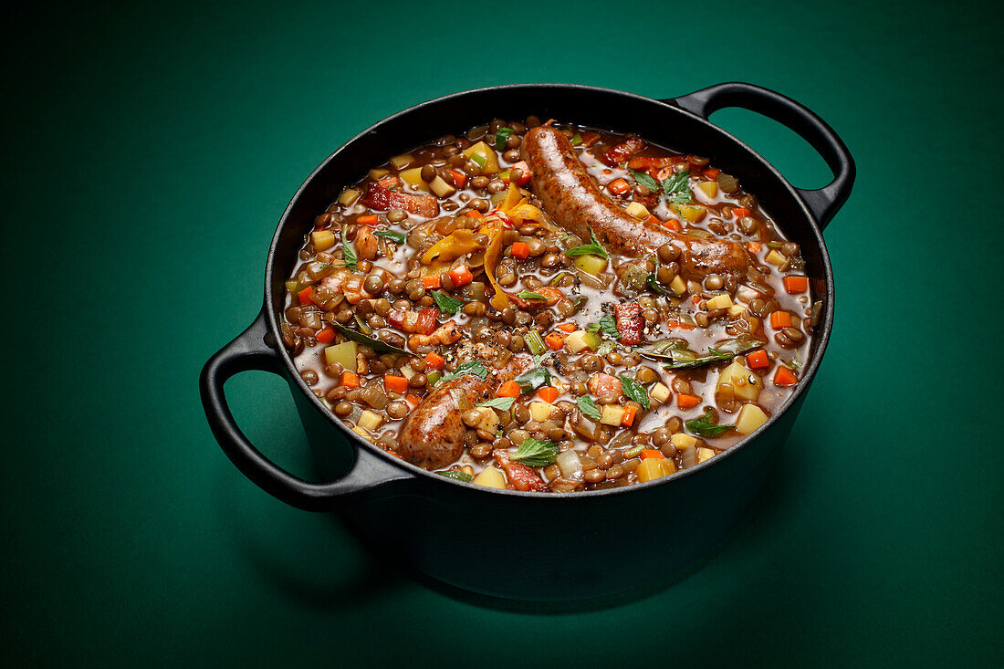 Lentil stew with merguez