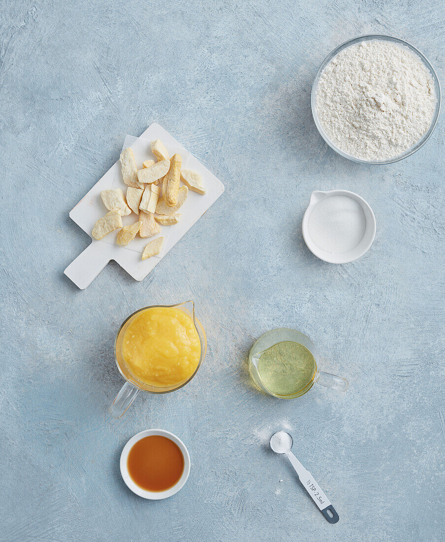 Ingredients for quick mango muffins
