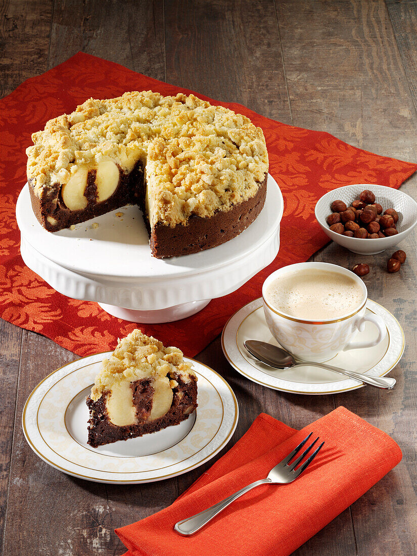 Chocolate apple crumble cake