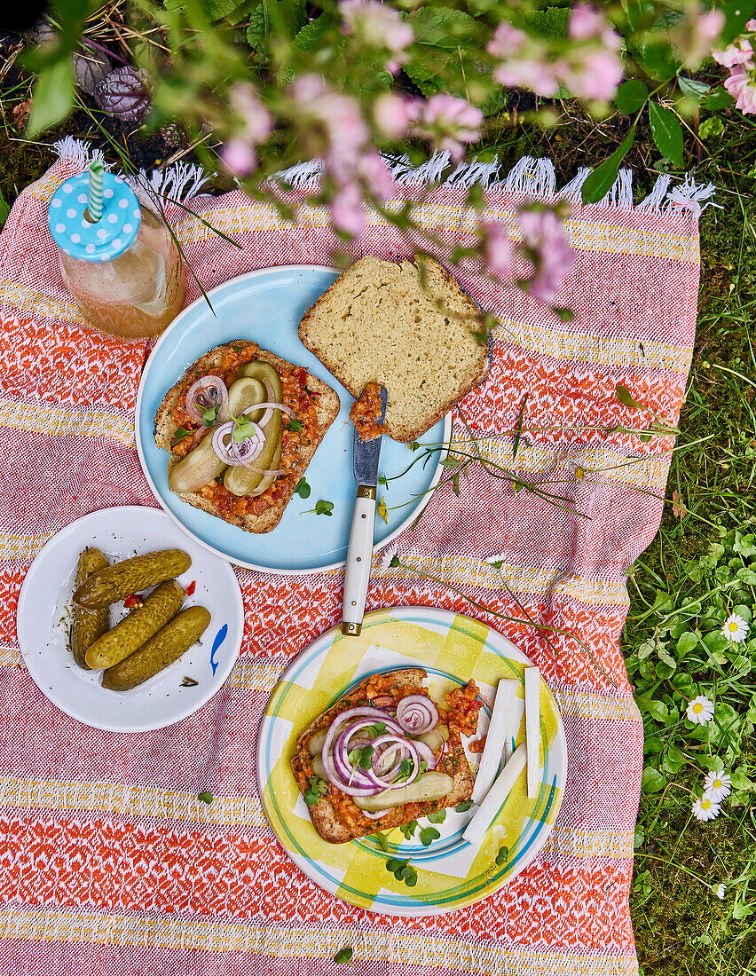 Vegan herb 'mince' sandwich