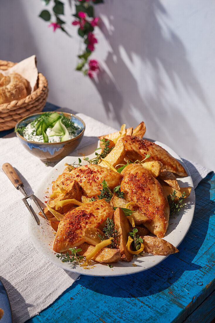 Greek gyros chicken with lemon potatoes