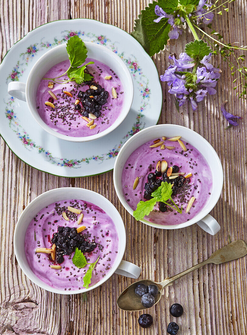 Blueberry mousse with chia seeds