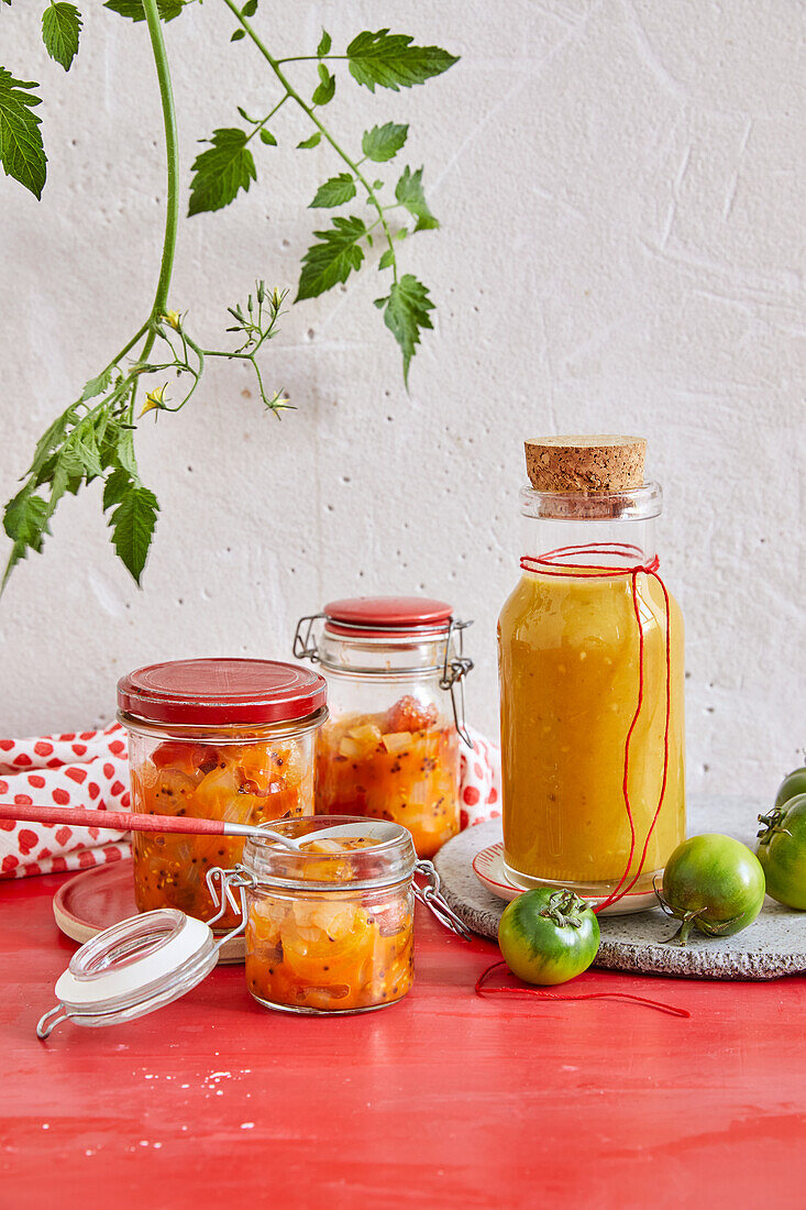 Tomato and parmesan chutney, green tomato ketchup