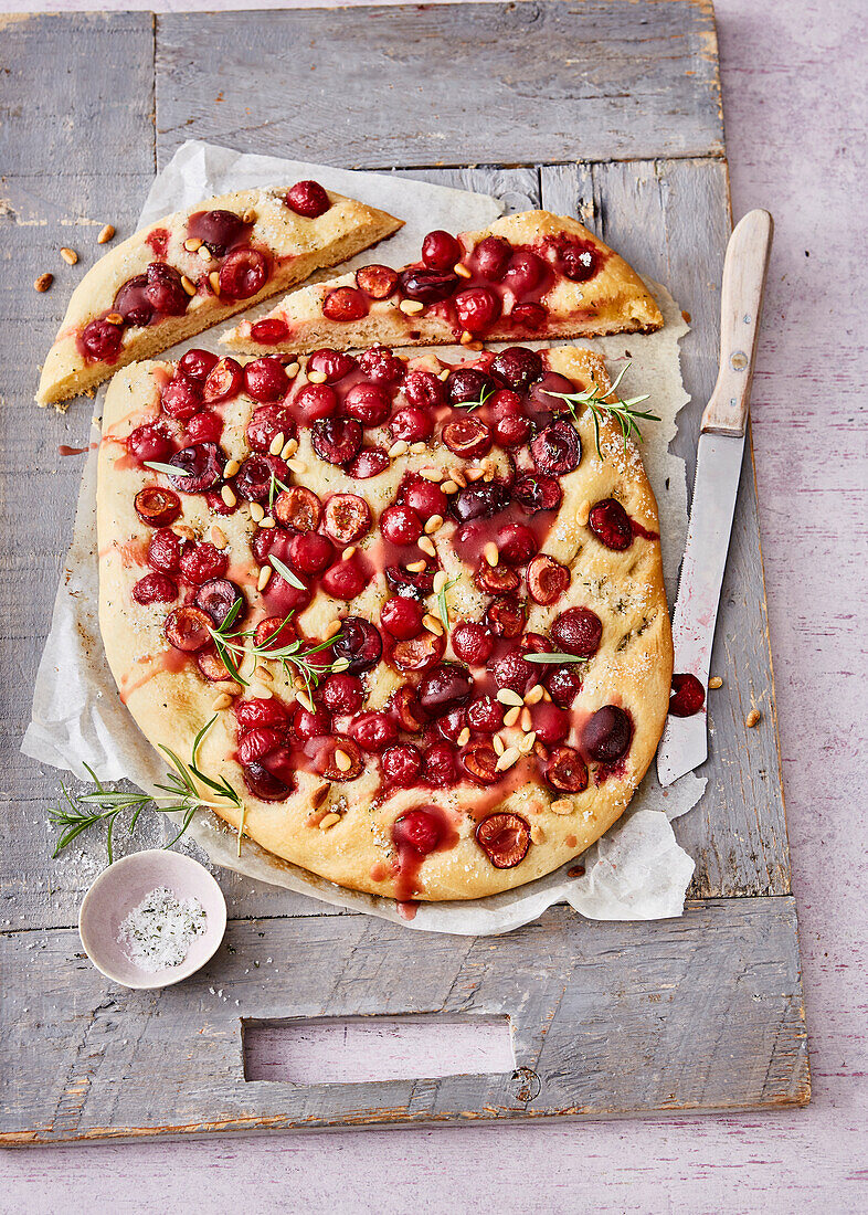 Sweet cherry focaccia