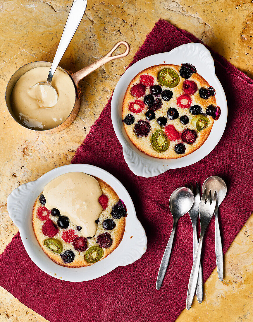 Frangipane fruit gratin with sabayon