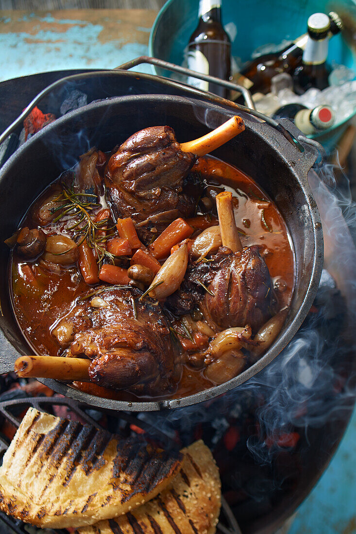 Braised lamb shanks from the Dutch oven