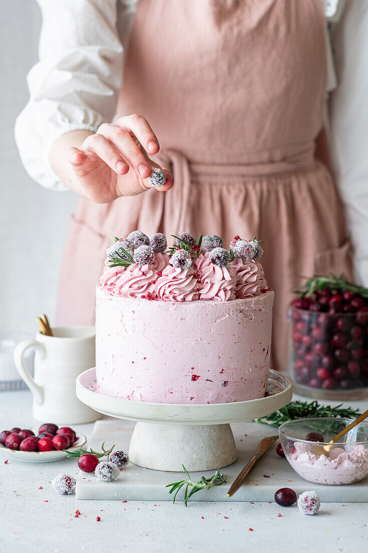 Cranberry buttercream cake