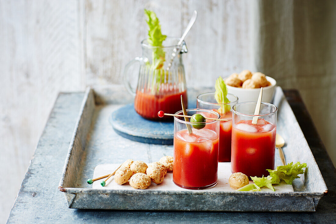 Bloody Mary with cheese biscuits