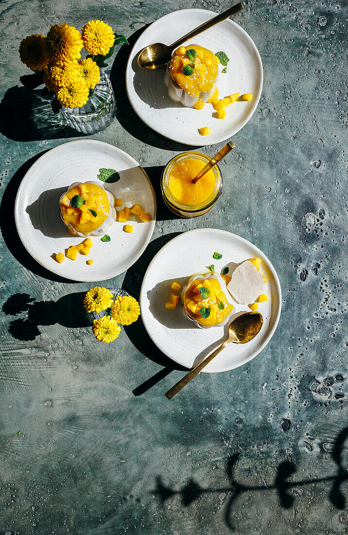 Panna cotta with mango sauce