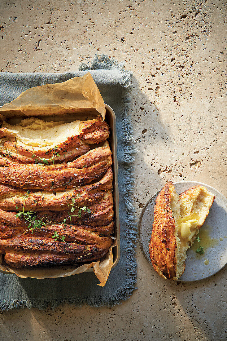 Pull apart cheese and garlic potato bread