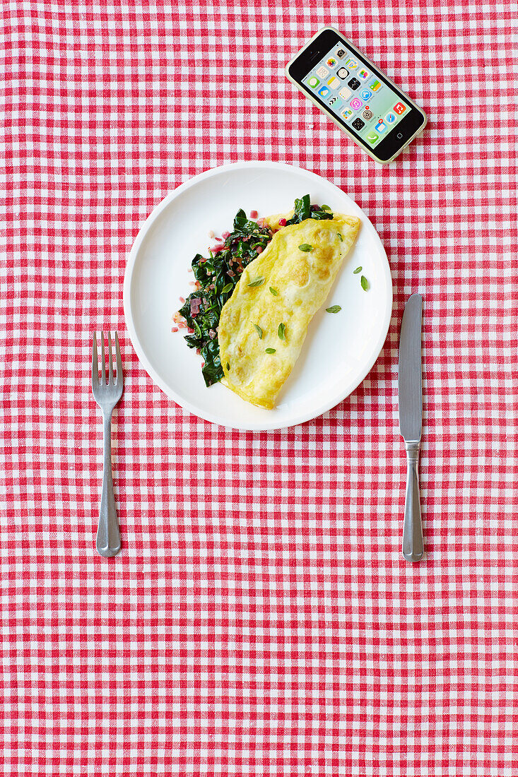 Spinach omelet with chard and onions