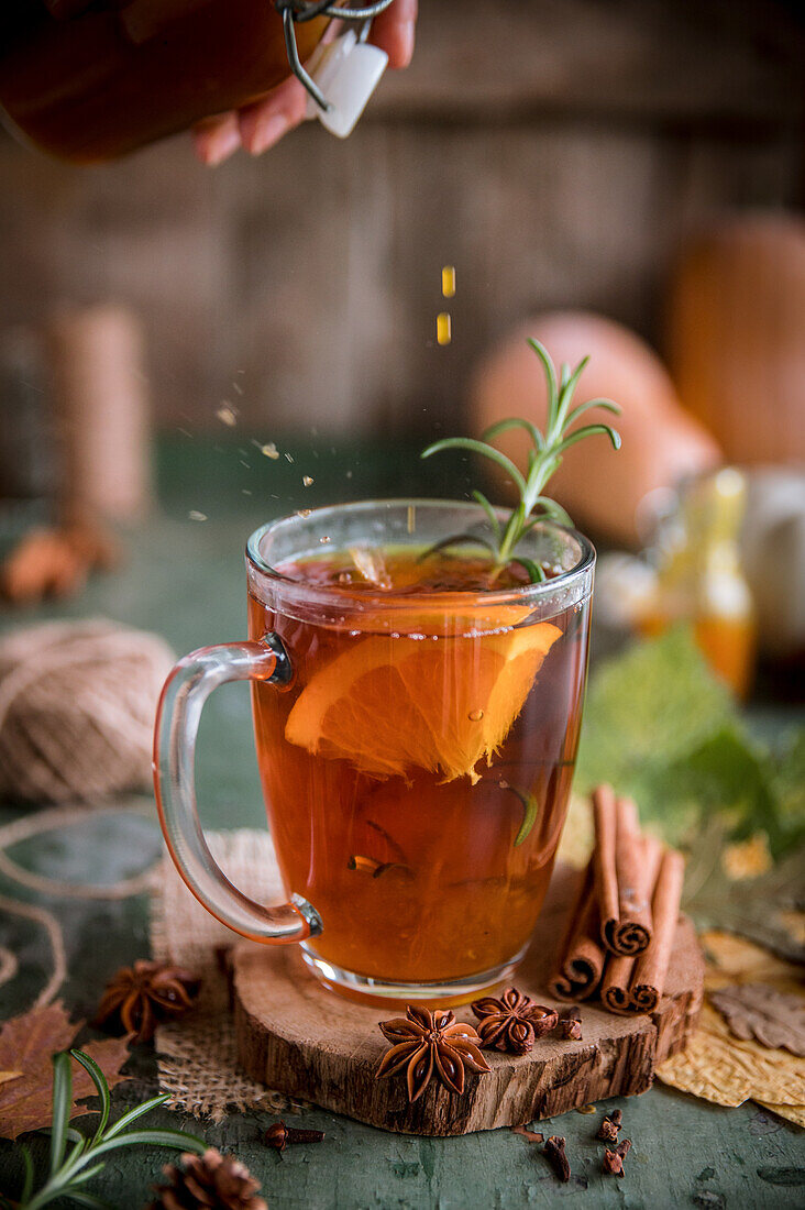 Warming autumn tea with spices