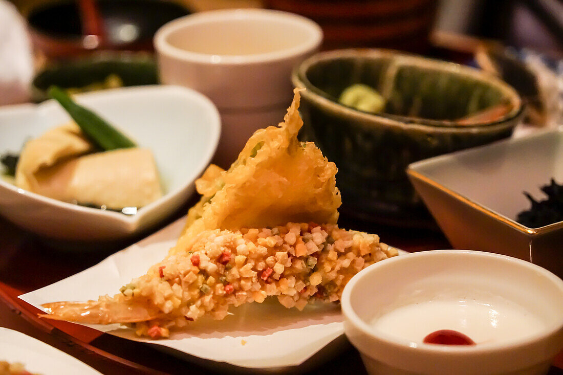 Tempura, bamboo shoots and chilli paste