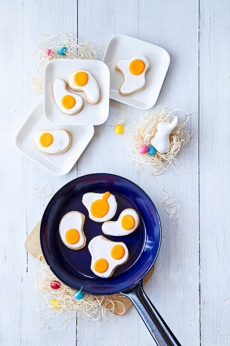 Sweet fried egg cookies for Easter