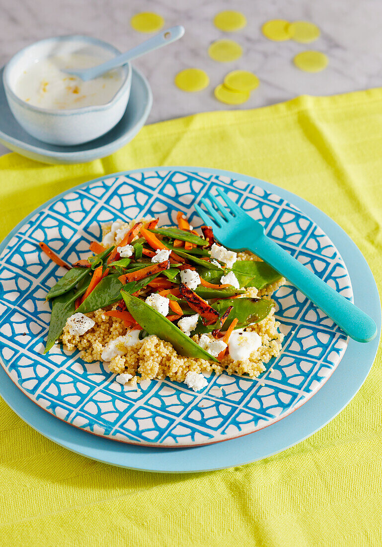 Quick couscous with feta cheese