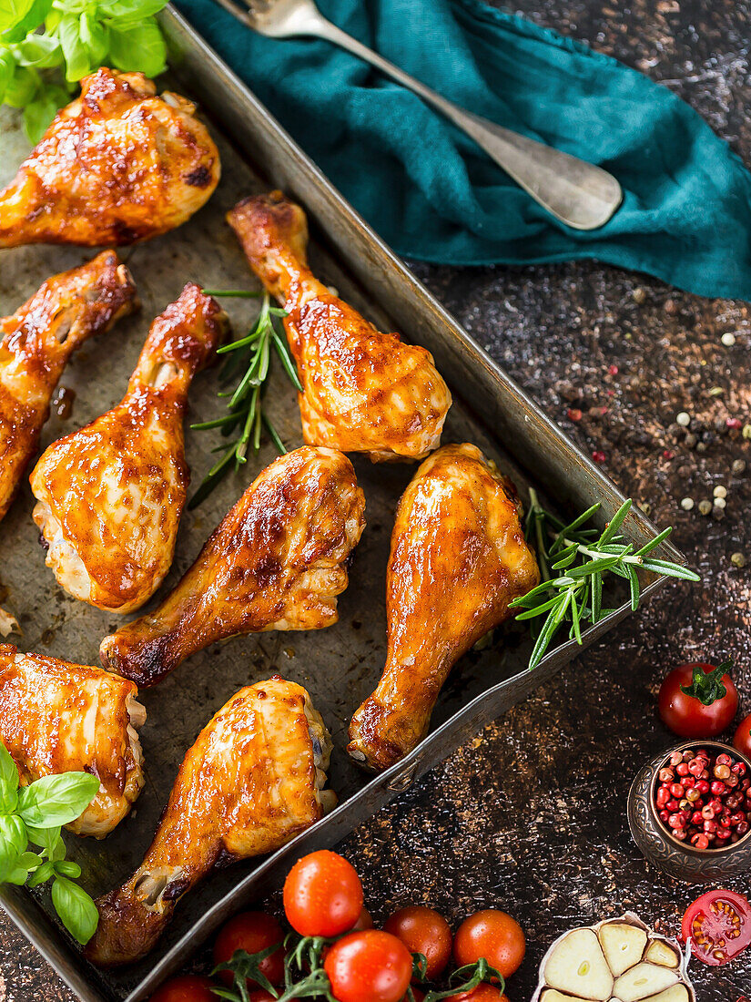 Fried chicken drumsticks