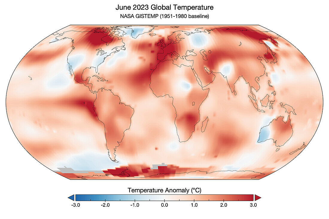 Global temperature anomalies, June 2023