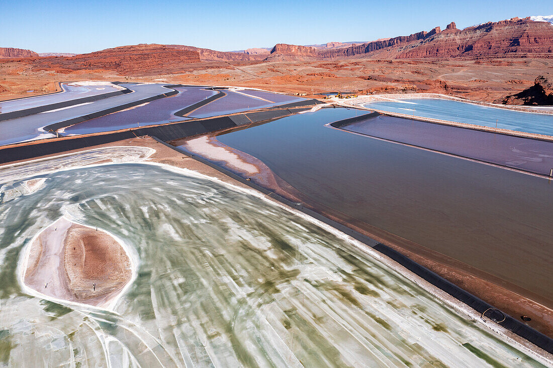 Evaporation ponds at potash mine, Utah, USA