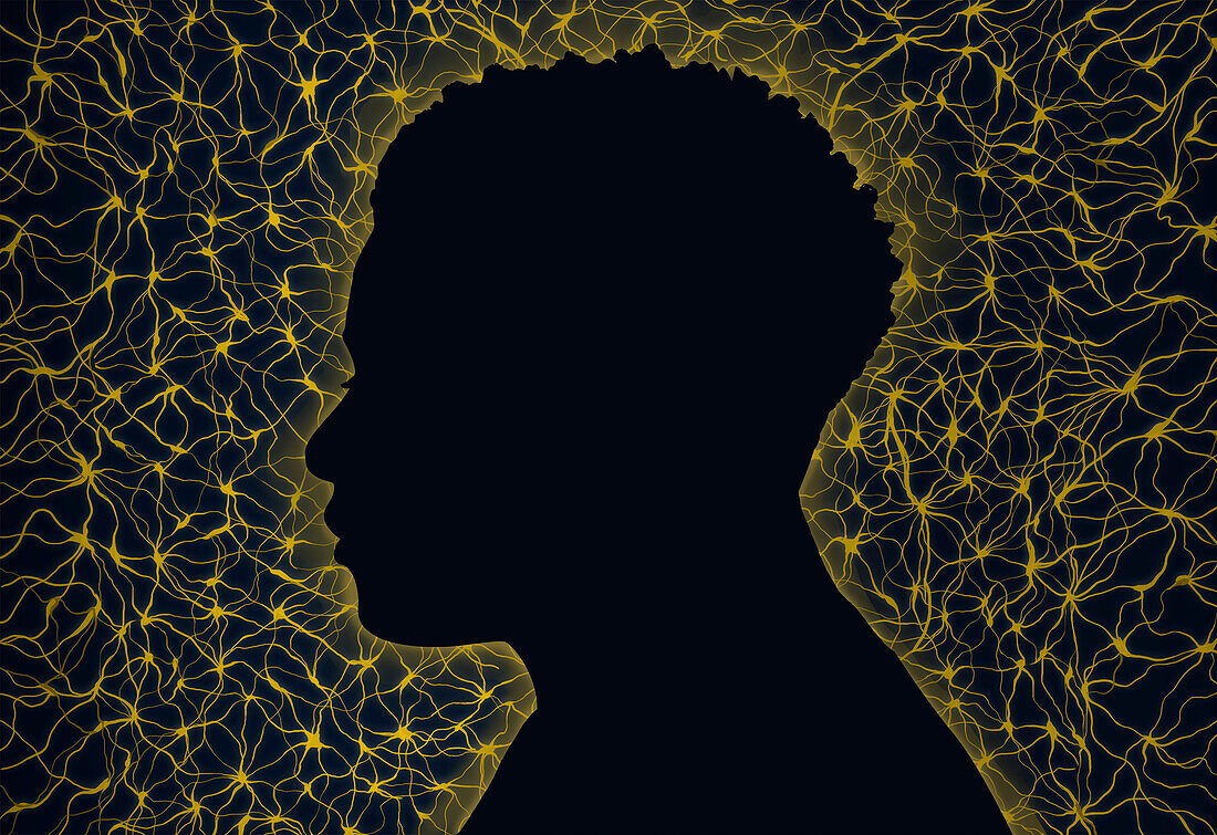 Neurons head, conceptual illustration