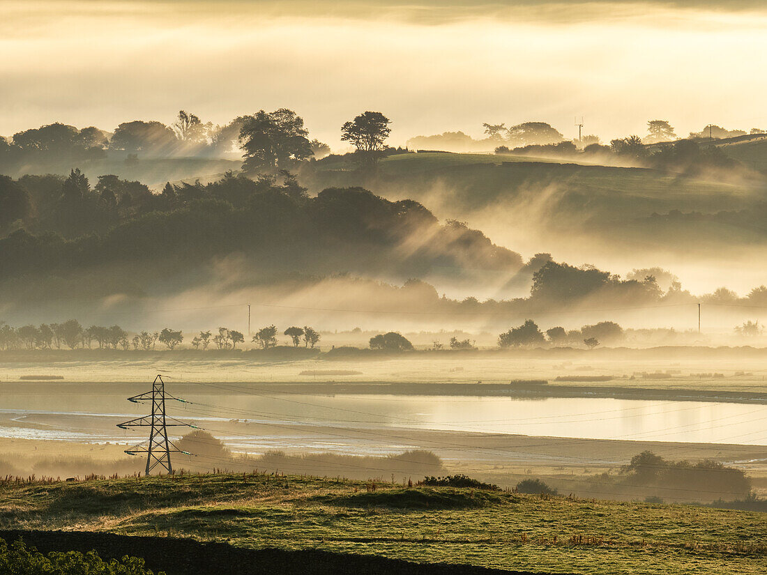 Early morning mist over the lower Duddon Valley, Cumbria, UK
