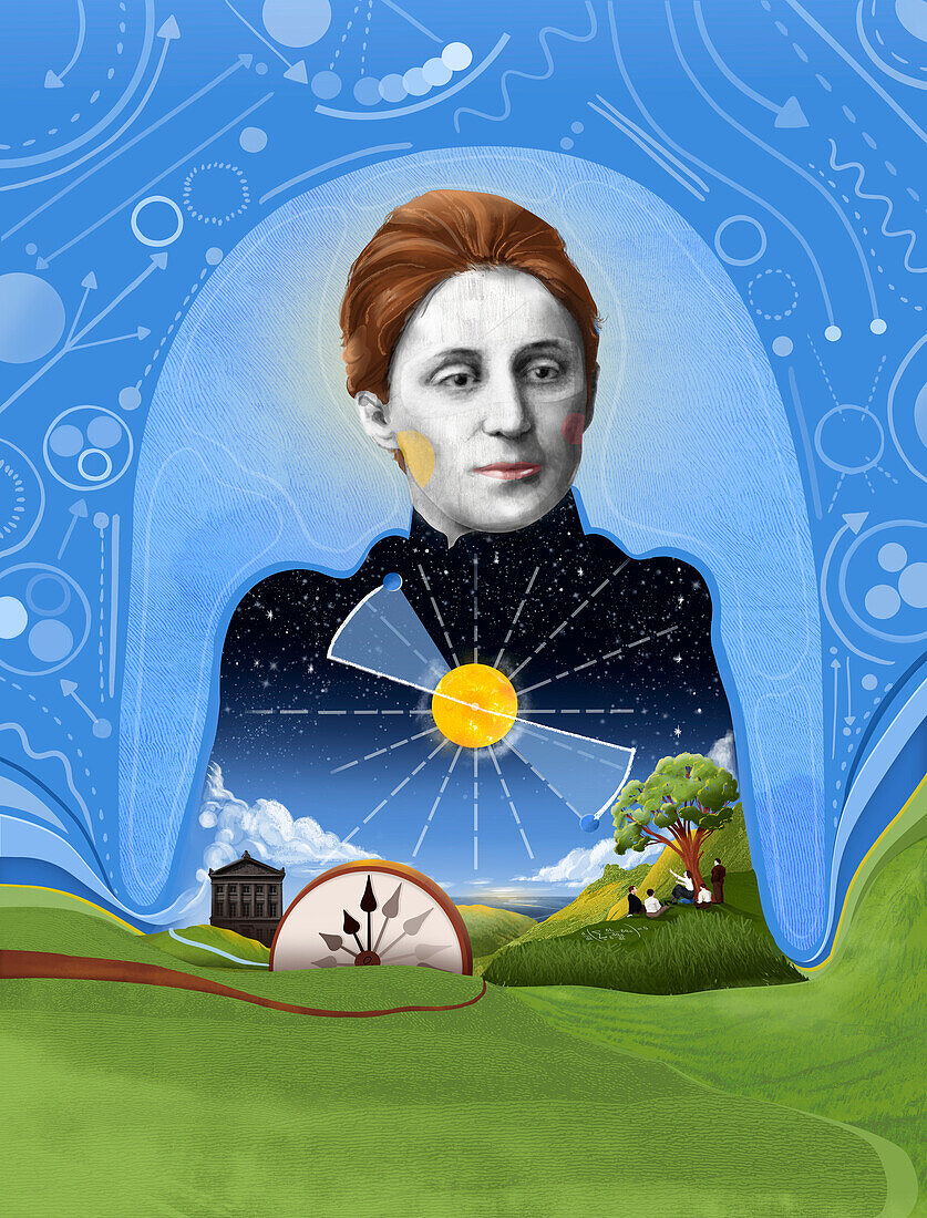 German mathematician Emmy Noether, conceptual illustration