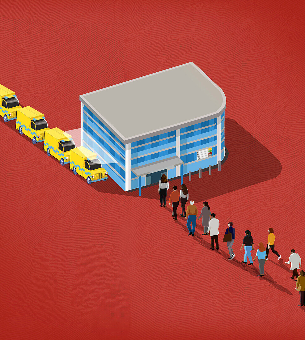 Hospital queue, illustration