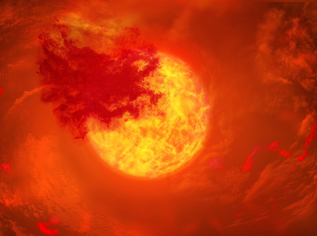 Betelgeuse and dark gas cloud, illustration
