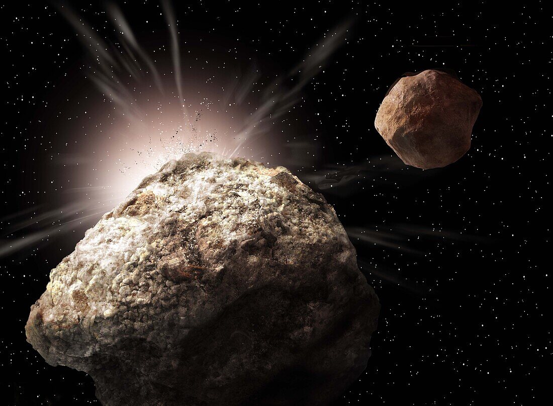 DART asteroid collision, illustration