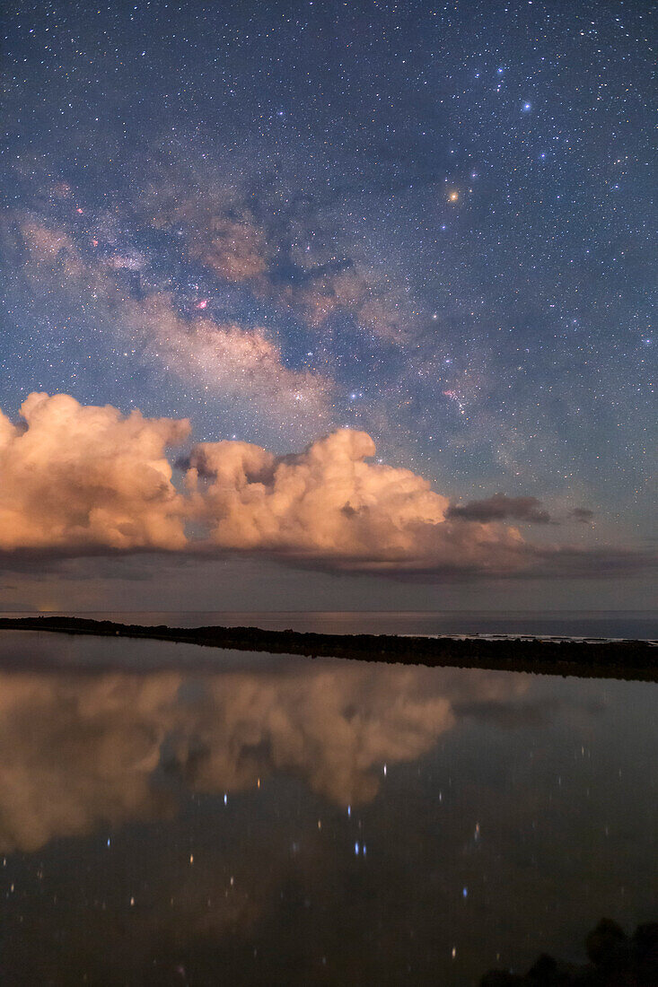 Milky Way reflected in salt pans