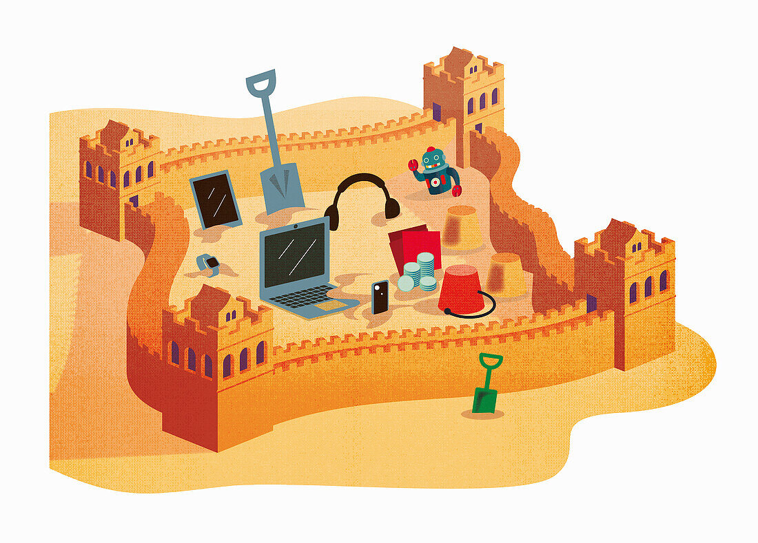 Computer sandbox, conceptual illustration