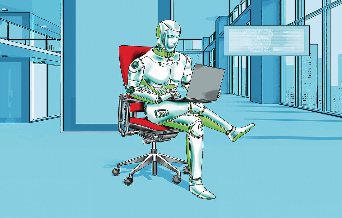 Robot businessman, conceptual illustration