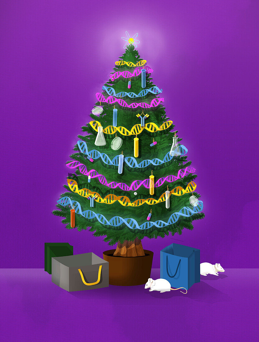 DNA Christmas tree, conceptual illustration
