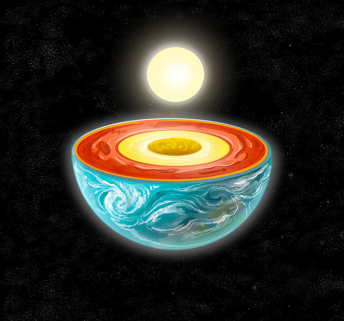 Earthâ??s core, conceptual illustration