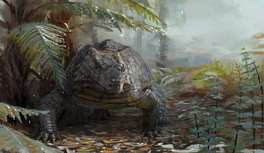 Provelosaurus prehistoric reptile, illustration