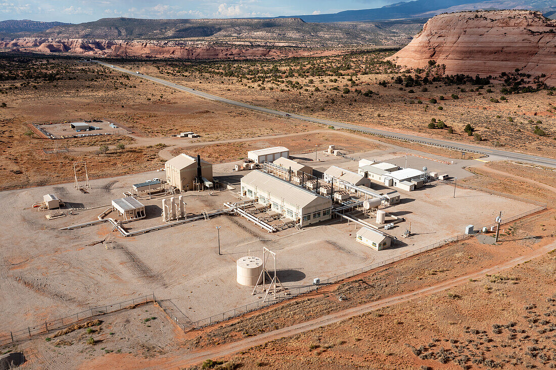 Aerial view of compressor station, Utah, USA