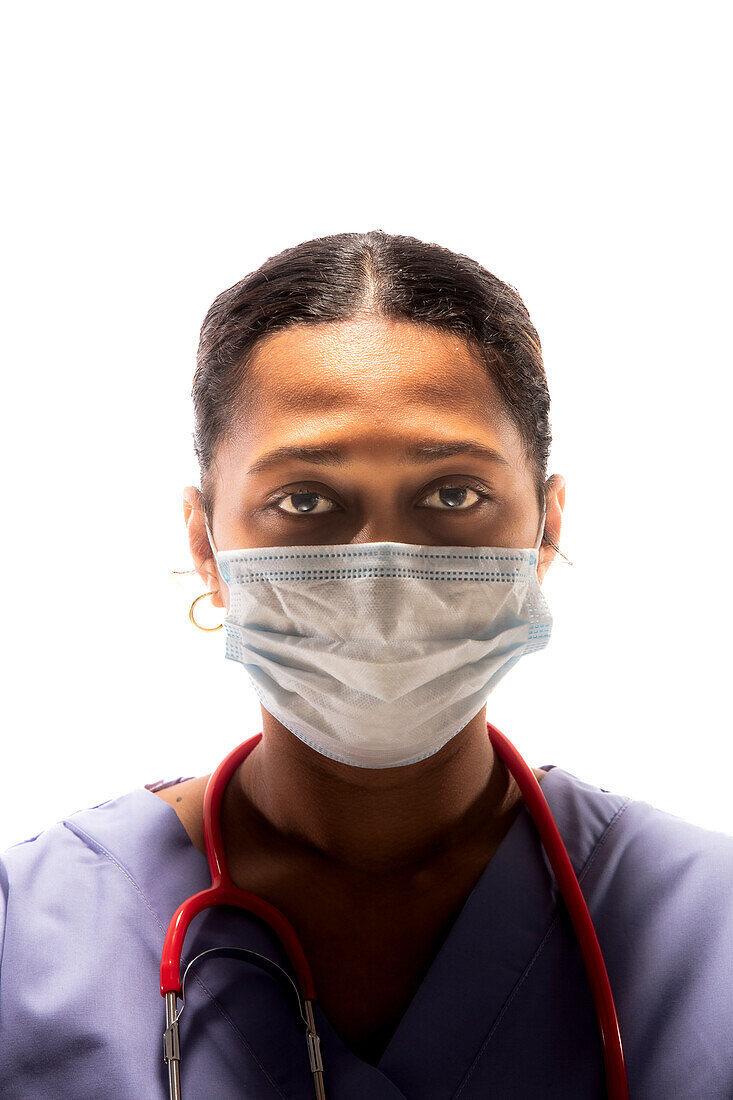 Healthcare professional wearing face mask