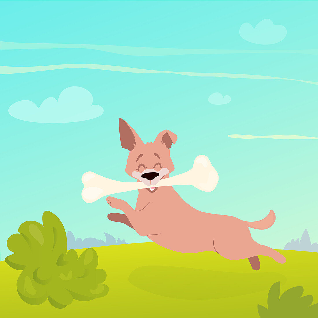 Happy jumping dog, illustration