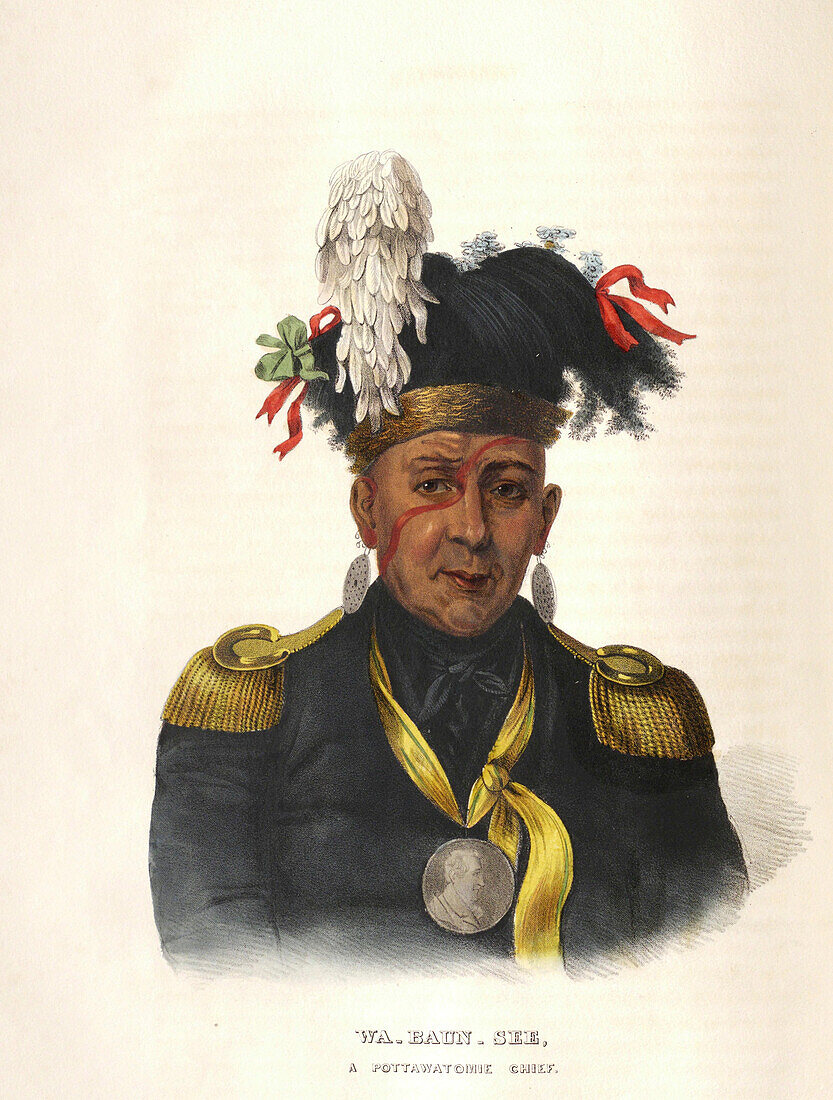 Waubonsie, Potawatomi Chief, illustration