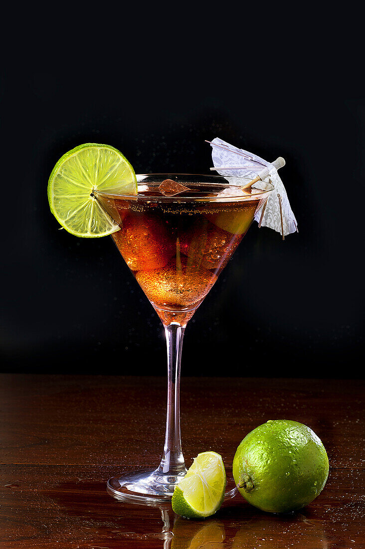 Bermuda black cocktail in martini glass