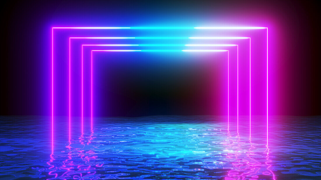 Neon ocean, conceptual illustration